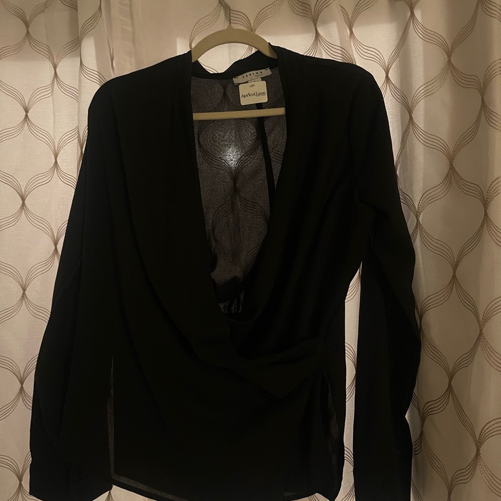 FAVLUX Black Sheer Long Sleeve Top